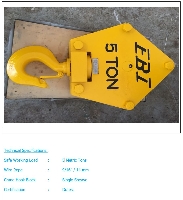 Misc. Hook Blocks, Snatch Blocks 5-50 Te SWL- 1-3 sheave - UL06426 - Quipbase.com - UL 06426, Hook Block, Single Sheave, 5 Te .JPG